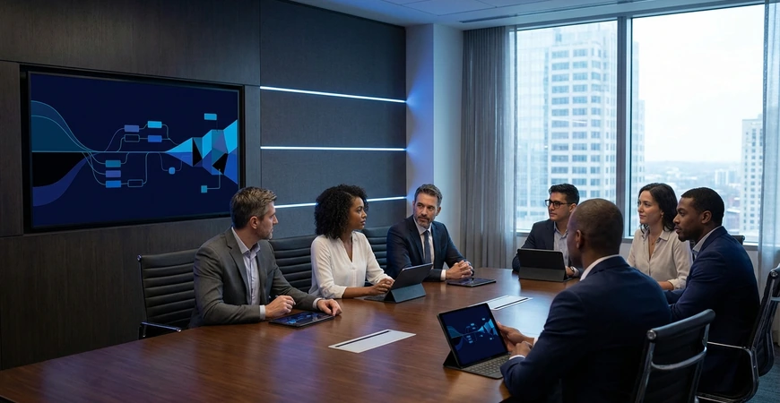 Founders discussing five year growth planning in a meeting